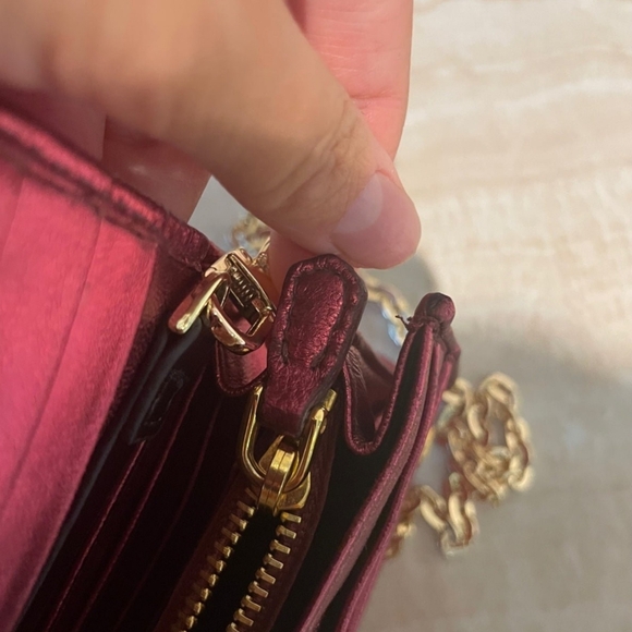 AUTHENTIC Prada Long Tessuto Burgundy Wallet Crossbody WOC - Picture 8 of 12